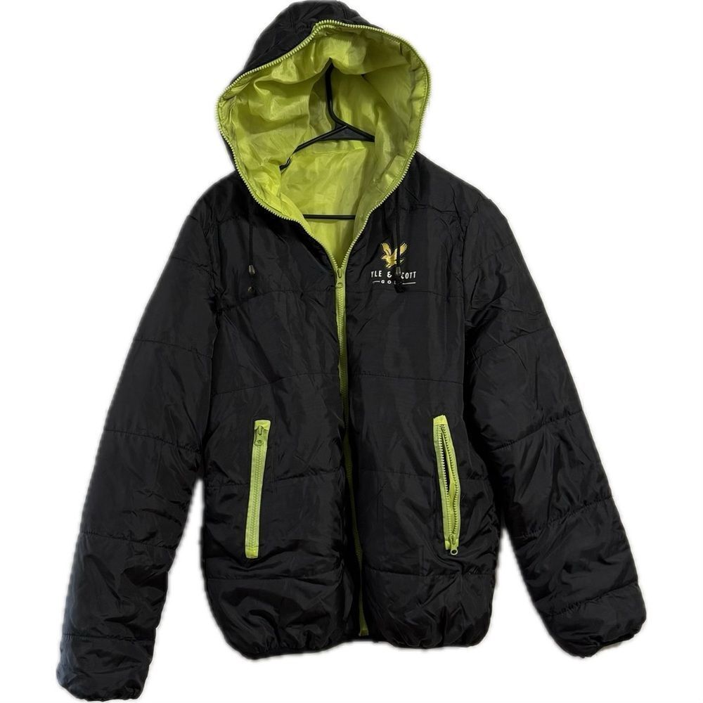 Free Planet Black and Green Reversible Puffer Jacket